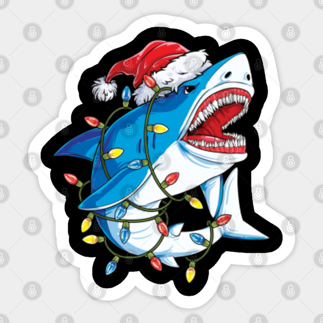 Santa Shark Christmas Lights T shirt Men Sharkmas Xmas Gifts - Merry 